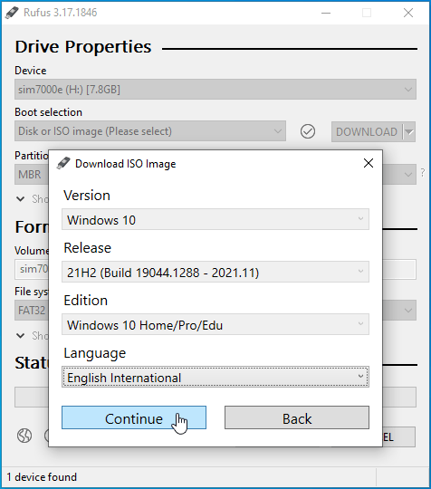 Select your language.