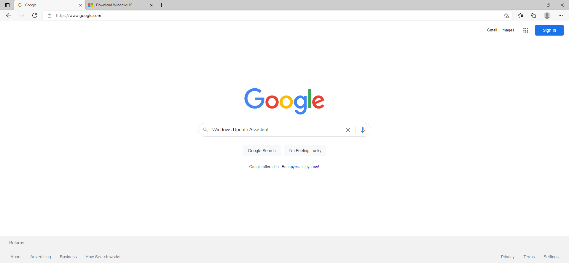 Type "Windows Update Assistant".