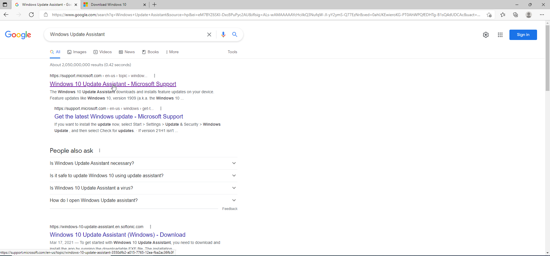 Click on the first Microsoft result.