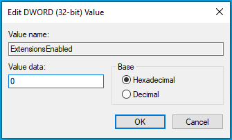 Set Base to Hexadecimal and Value data to 0.