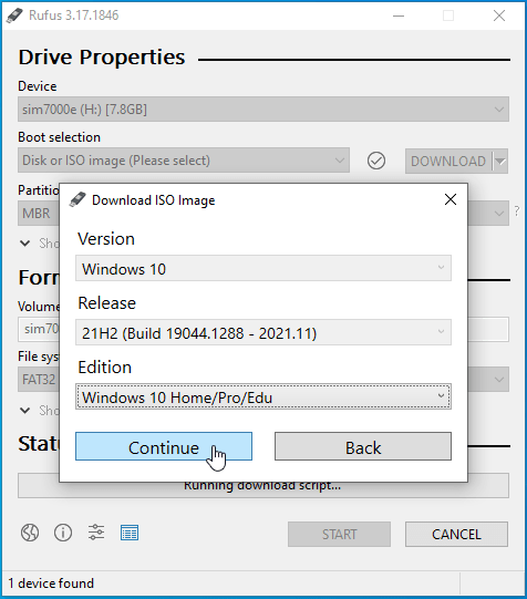 Select your Windows edition.