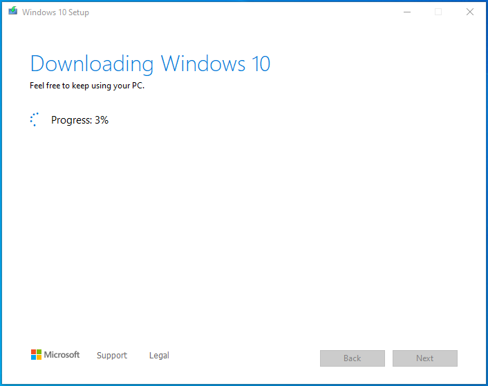 Windows 10 is being downloaded.