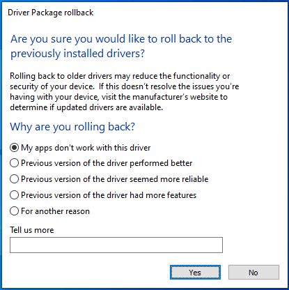 Proceed to roll back your driver.
