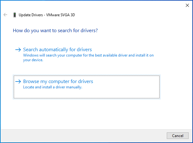 Select “Browse my computer for drivers.”