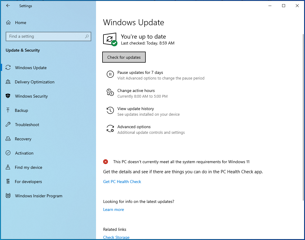 Check for updates using the Windows Update client.