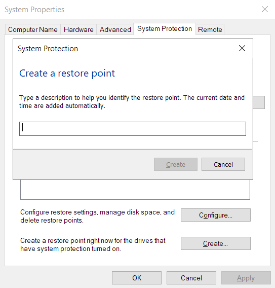 Describe your restore point.