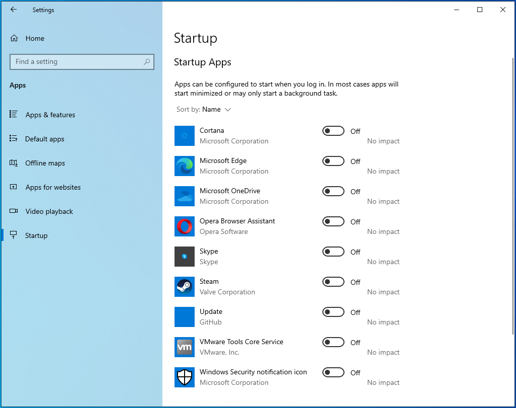 Disable the apps under Startup Apps.