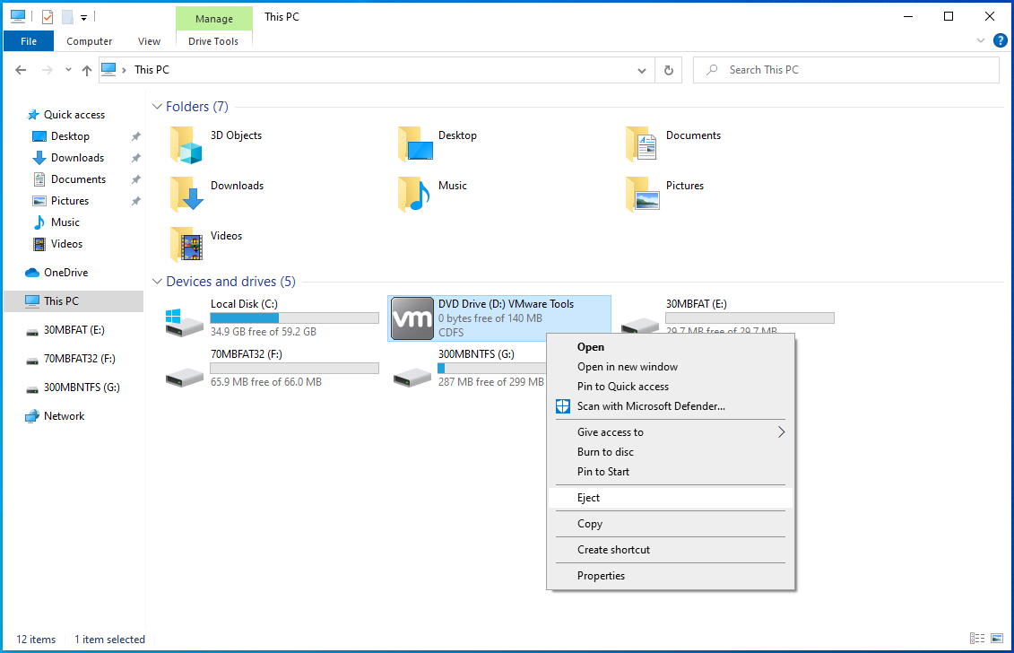 Right-click a connected device and click Eject.