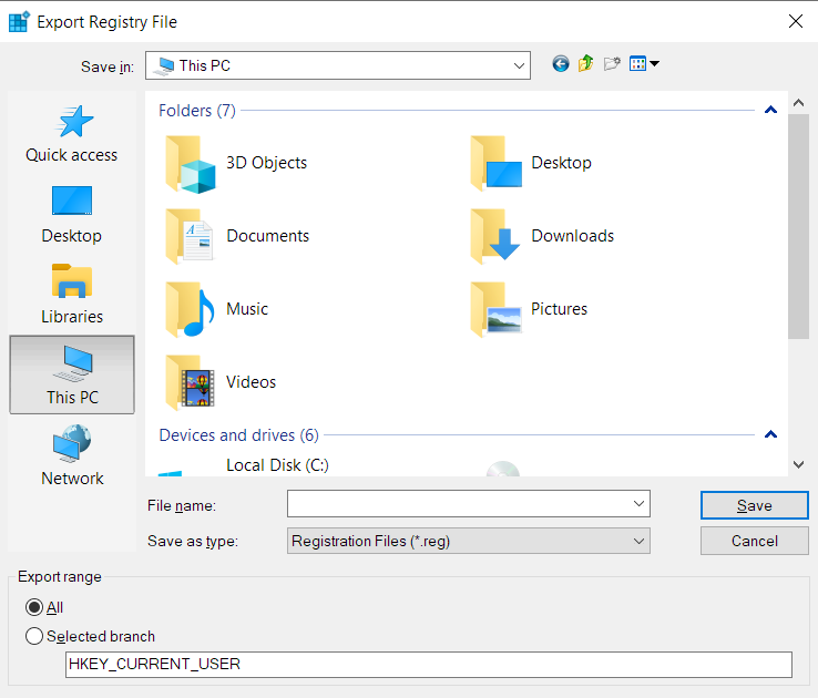 Navigate to the Export Range section and select All.
