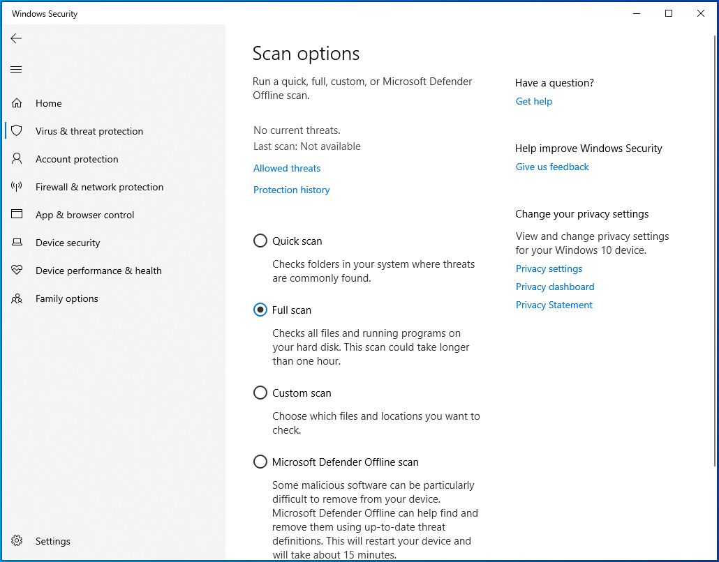 Check "Full scan" under "Scan options".
