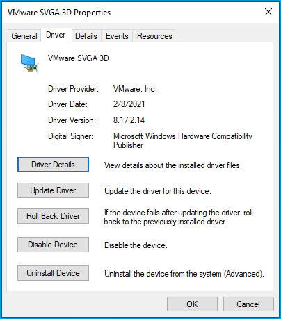 Head to the Driver tab.