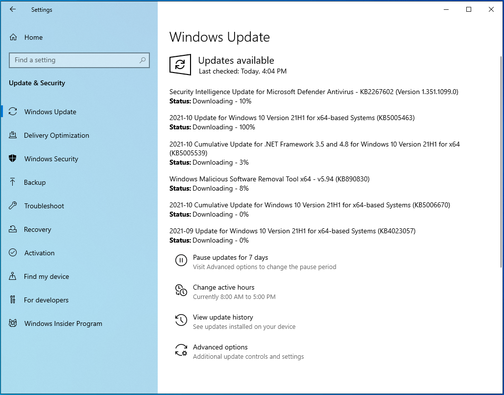 Wait for the updates to be downloaded.