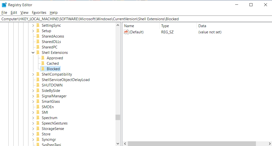 Expand Blocked and go to the right pane.