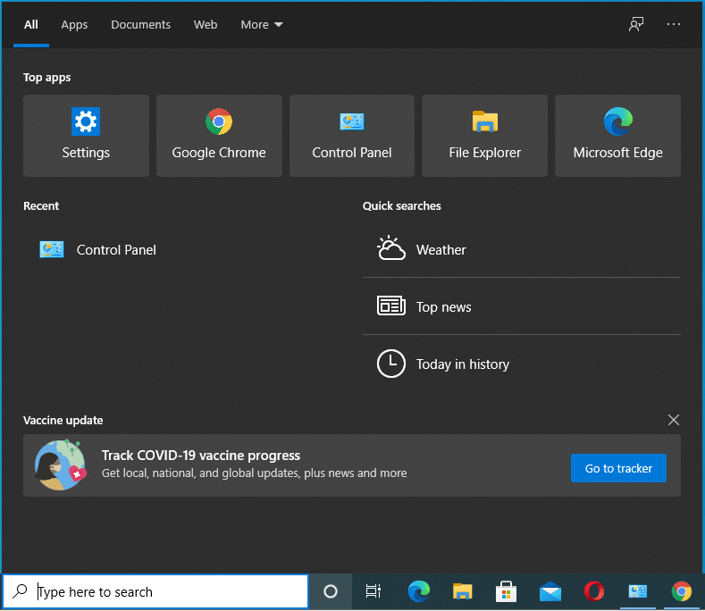 Press Win + S to open Search.