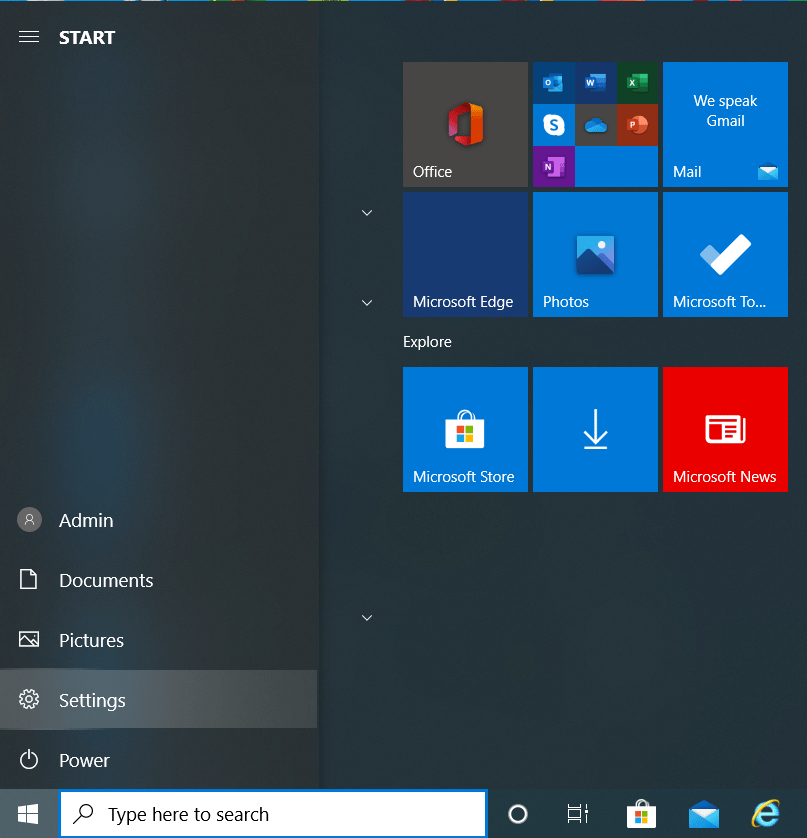 Run the Start menu and select Settings.