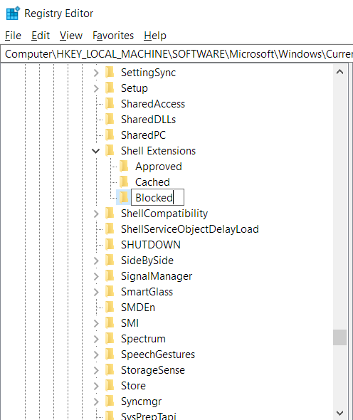 Rename the key Blocked to proceed.
