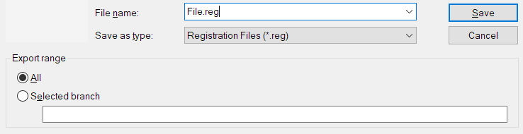 Save your .reg file and assign it a name.