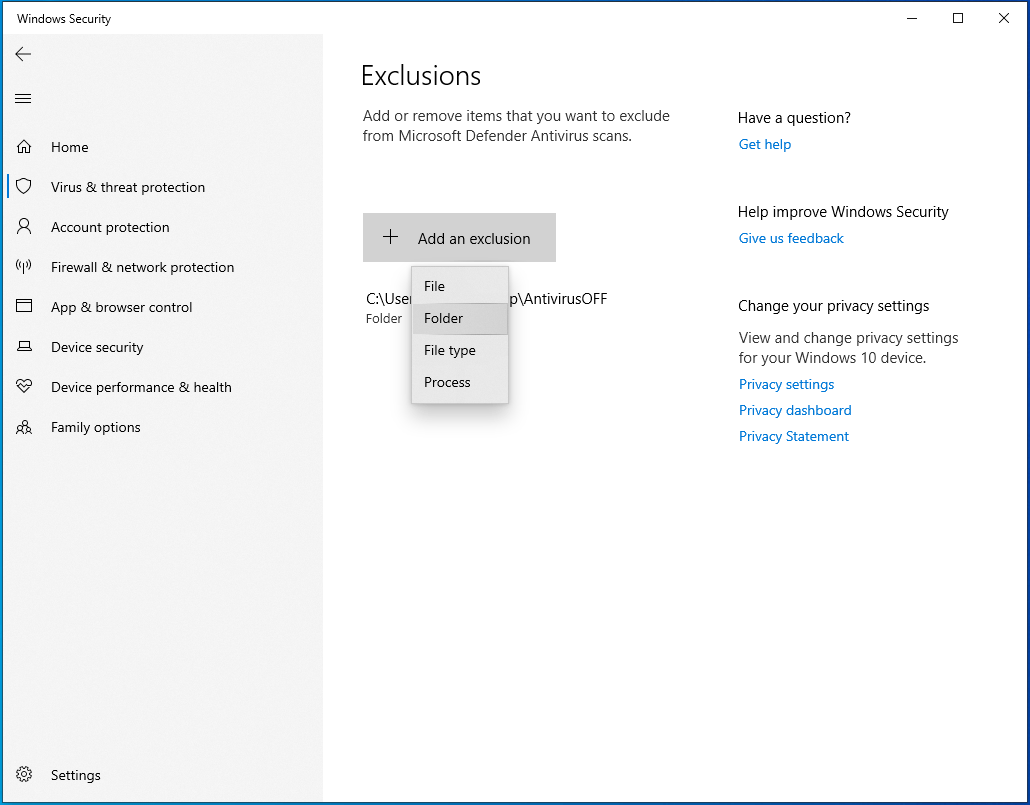 Click Folder from the menu.
