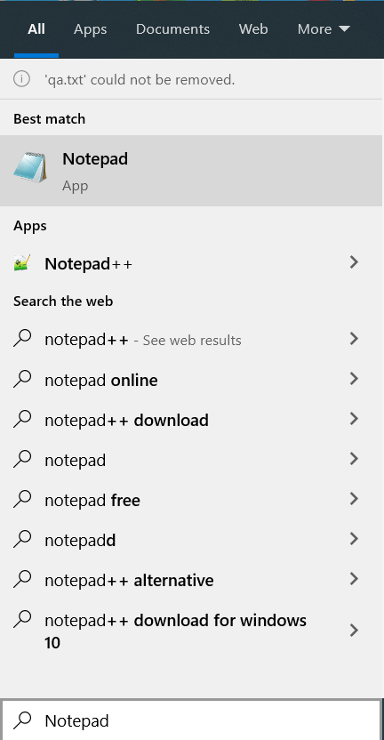 Open the Start menu and select Notepad.