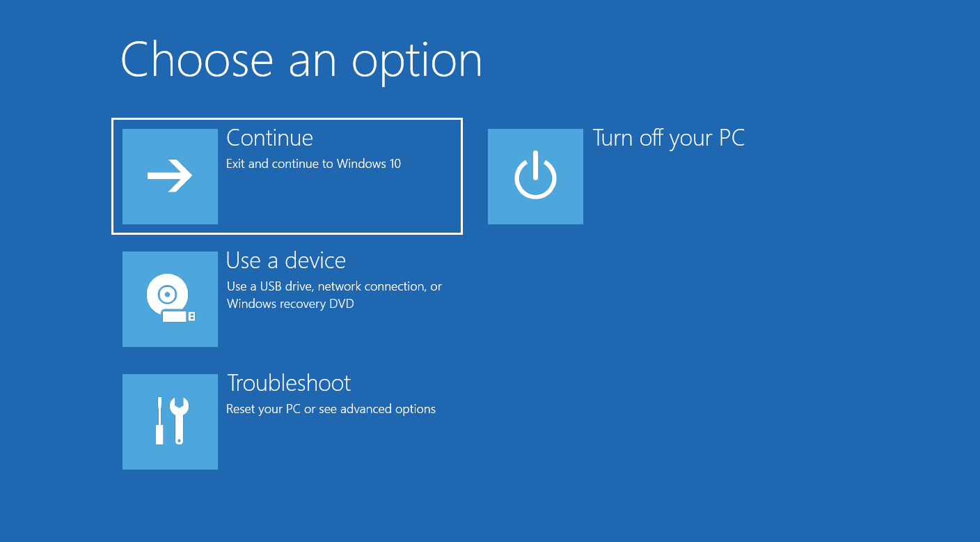 You will be taken to the Recovery Environment.