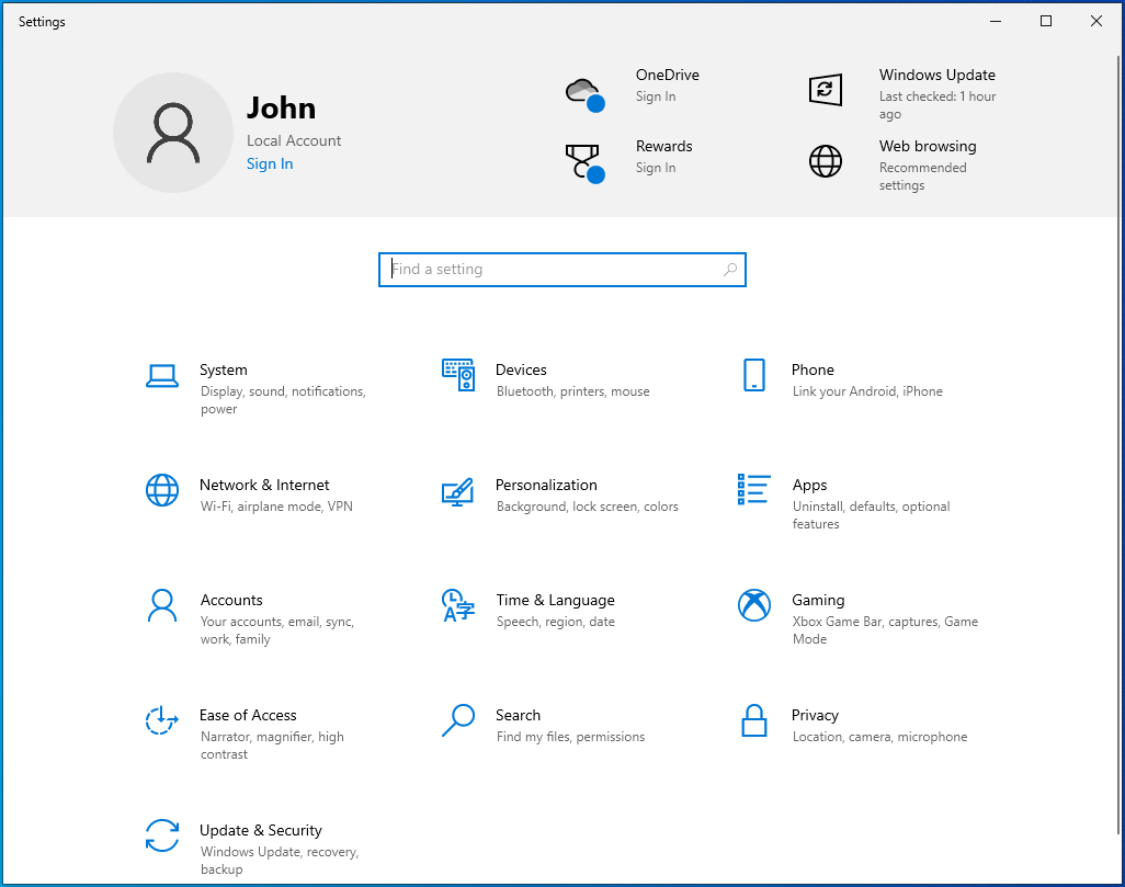 Press the Win + I keyboard shortcut.
