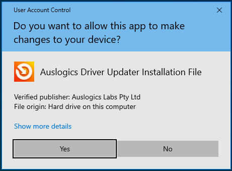 Click on Yes on the UAC prompt.
