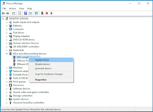 Device Manager update HID driver