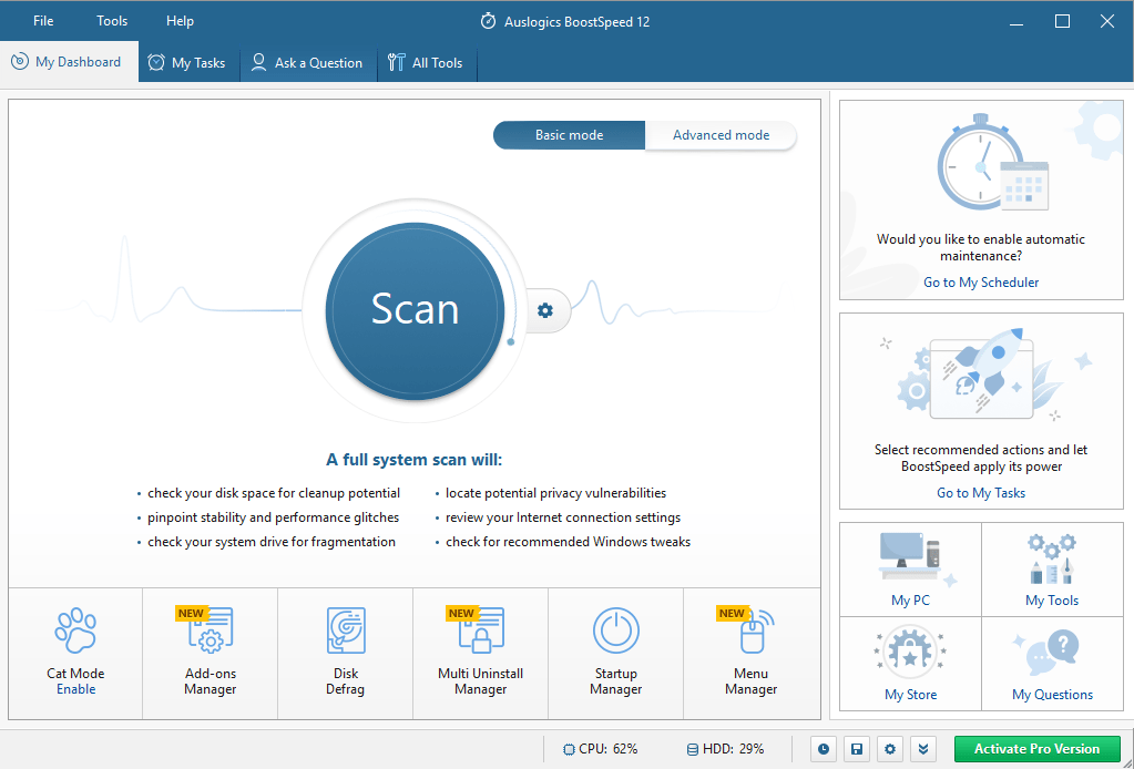 Click Scan to check your PC with Auslogics BoostSpeed.
