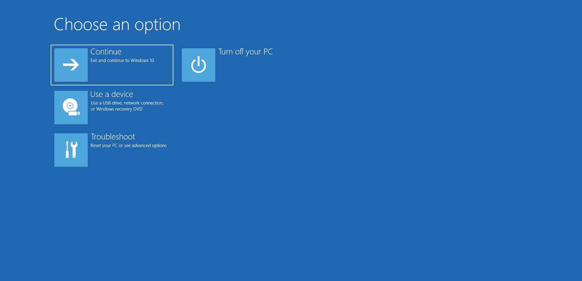 The Choose an option screen will appear.