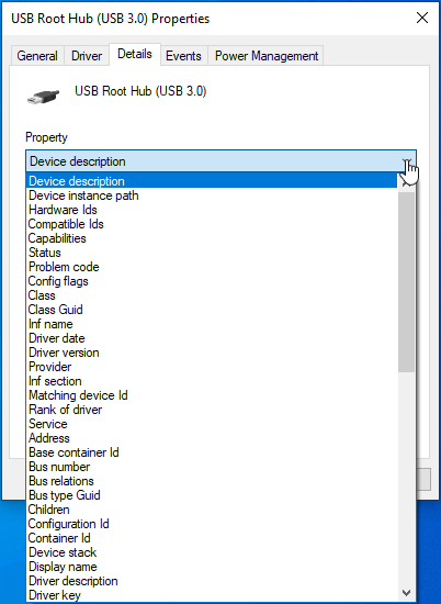 Expand the Device Description drop-down.