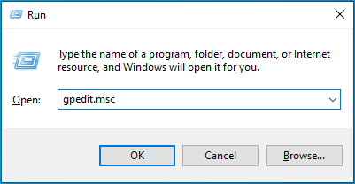 Enter “gpedit.msc” (no quotes) into Run.