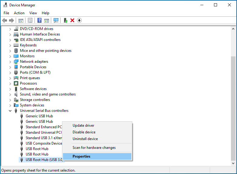 Select Properties from the menu.