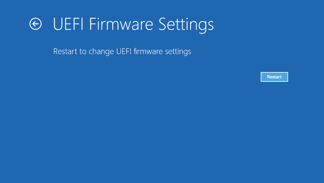 Click Restart to change your UEFI firmware settings.