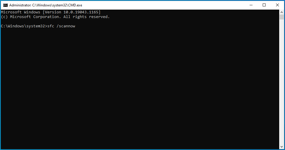 Paste the command sfc /scannow into cmd.