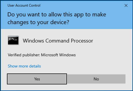 Click Yes in the UAC (User Account Control) confirmation box.