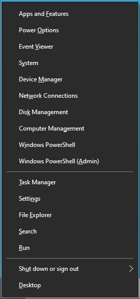 Press the Windows logo key + X combo to open the Power User menu.