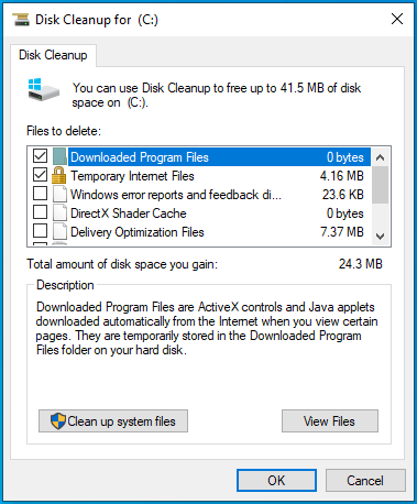 Click "Clean up system files" in Disk Cleanup.