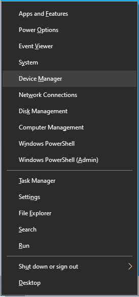 Click on Device Manager in the Power User menu.