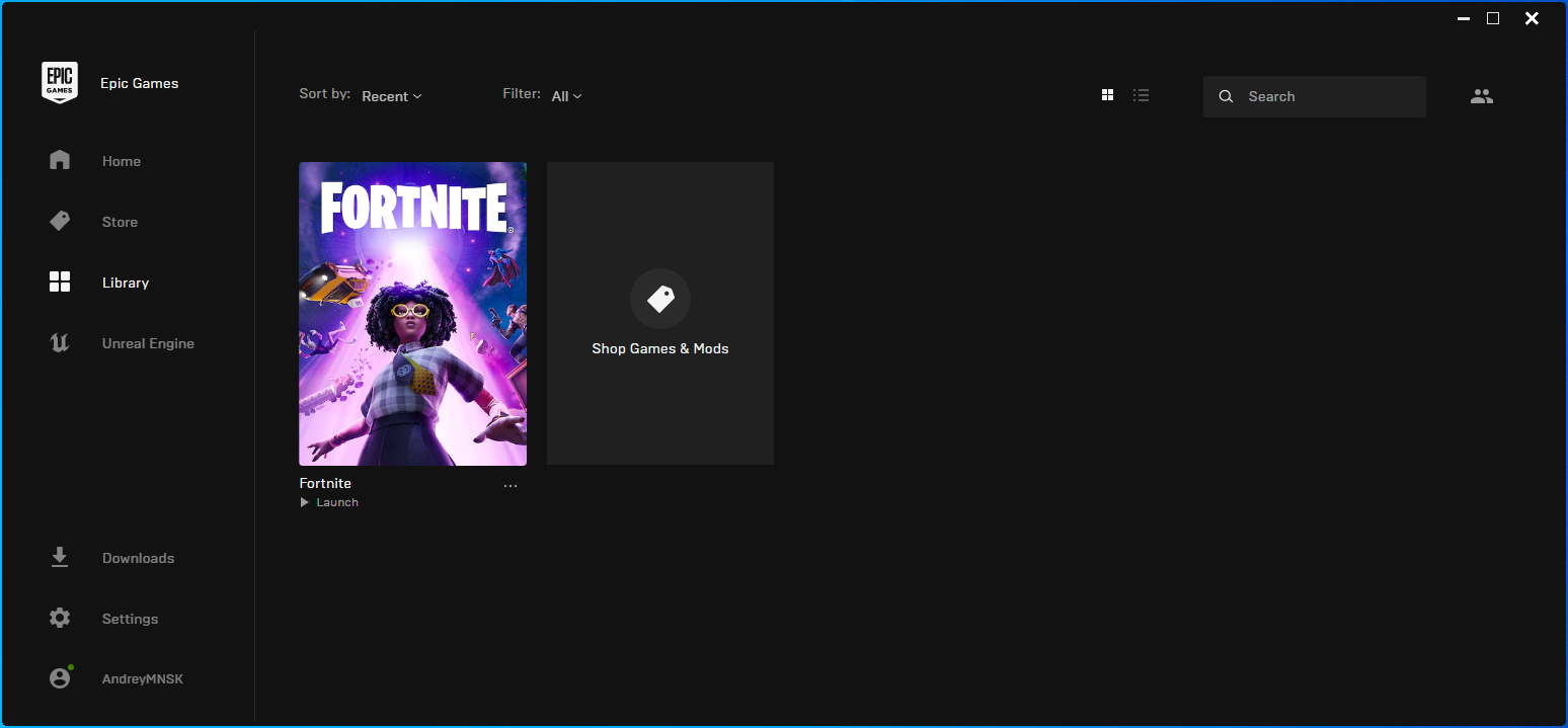 Go to Library in Epic Games Launcher.