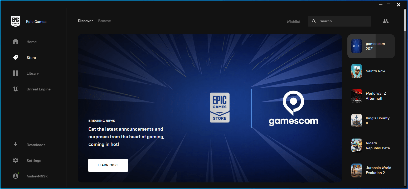 Start the Epic Games Launcher.
