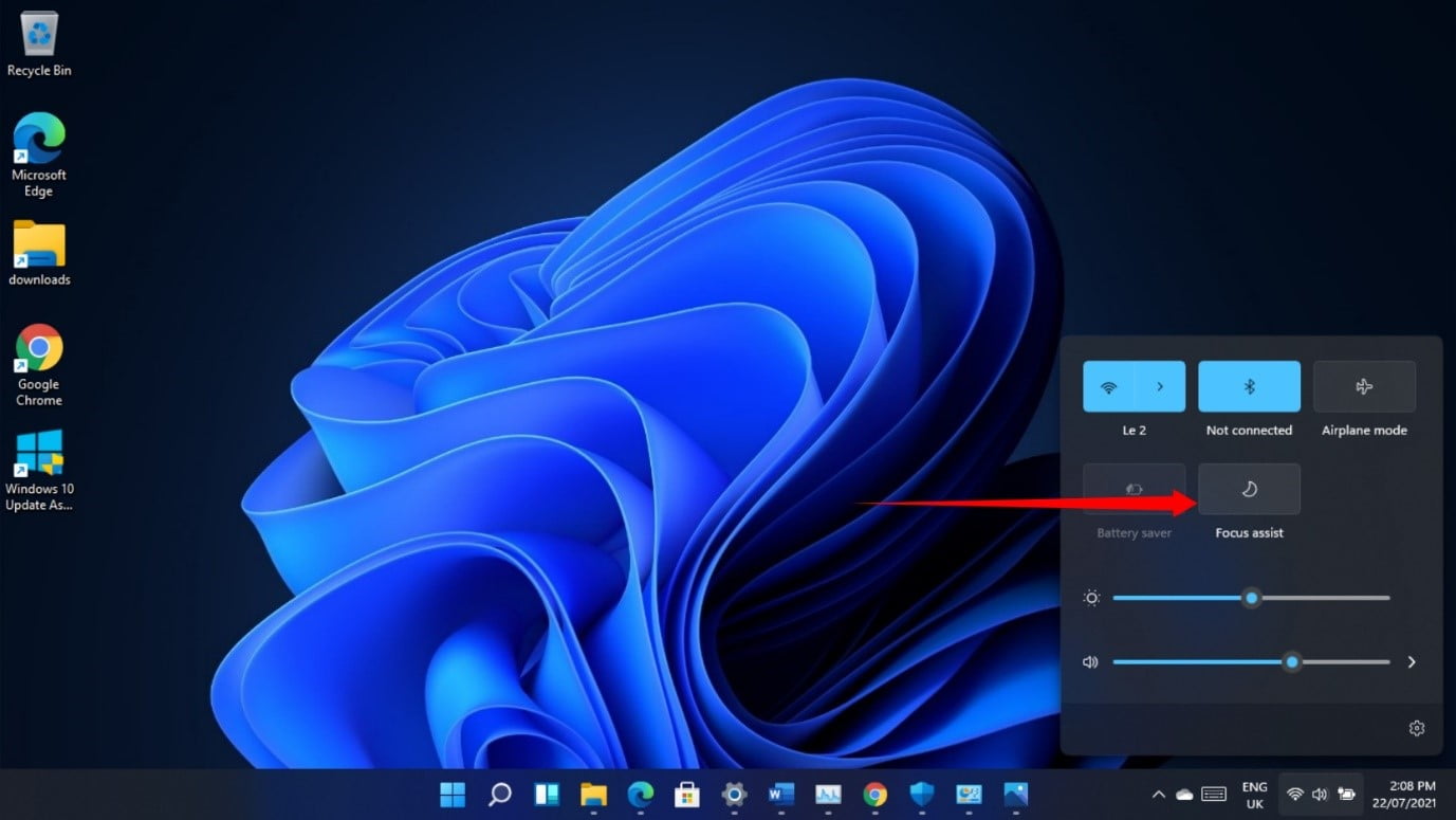 Click on the Focus Assistant icon on Windows 11