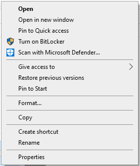 Click Properties from the menu.