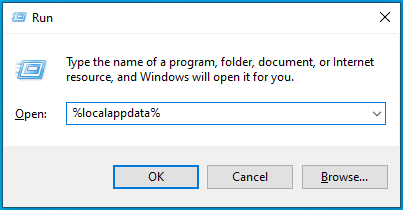 Enter %localappdata% and press Enter.