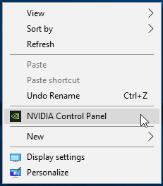 Right-click on the desktop and select NVIDIA Control Panel.
