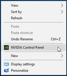 Right-click on the desktop and select NVIDIA Control Panel