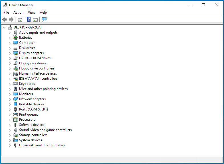 You will see a list of devices in Device Manager.