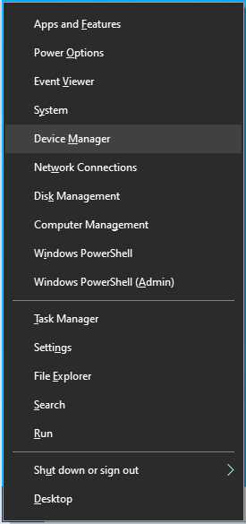 Navigate to Device Manager in the Power User menu.