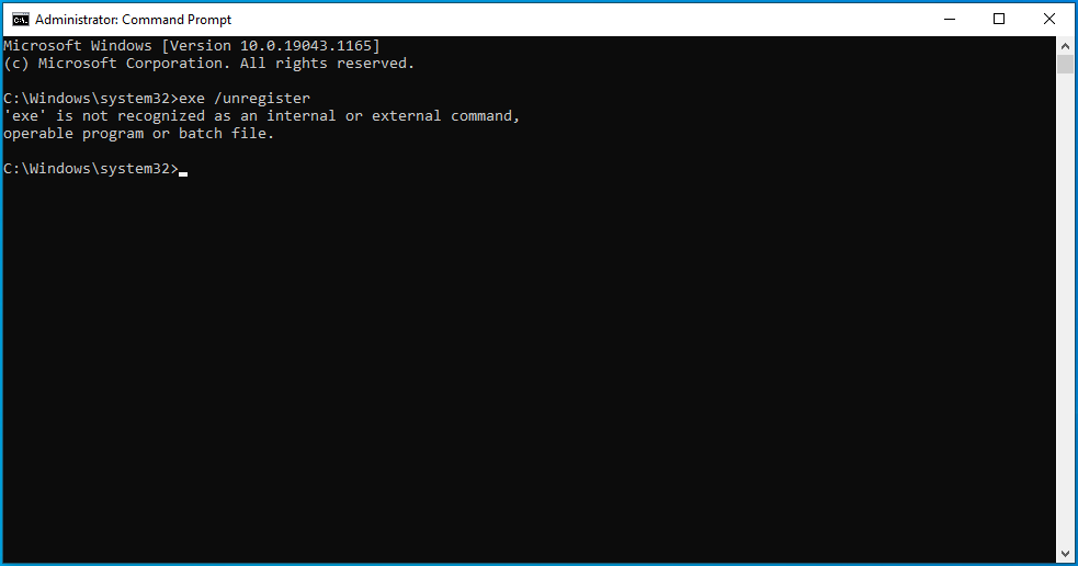 Type regserver into cmd.