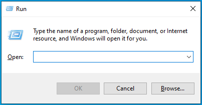 Launch the Run console by pressing the Windows + R shortcut.