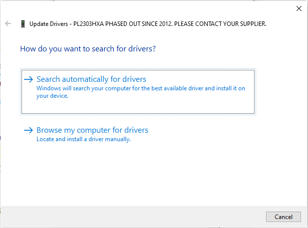 Click the option "Search automatically for drivers".